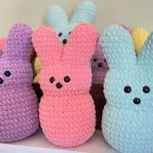 Plush Bunny Stuffed Animal - Pink, Purple, and Blue
